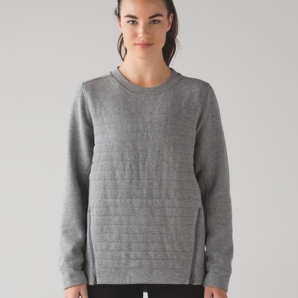 Lululemon Fleece Be True Crew Heathered Medium Grey
